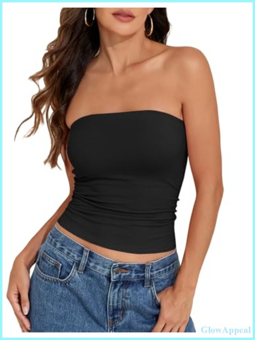 Cotton Spandex Tube Top Built-in Shelf Bra Unpadded Slim Crop Top
